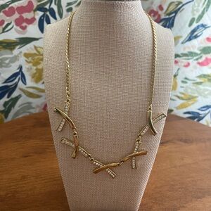 Vintage Gold tone Necklace with CZ  x Accents signed Parker lane